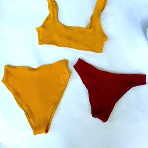 Lot of 3 Crinkle bikini separates, custom made by indie designer Loope O/S